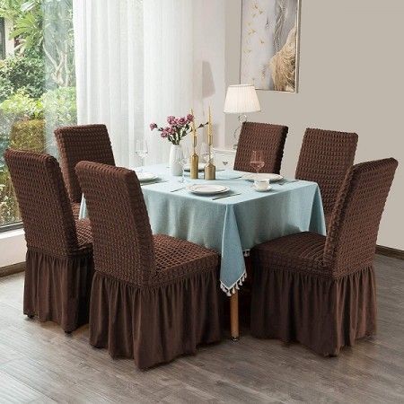 Coffee 6 pcs Chair Cover