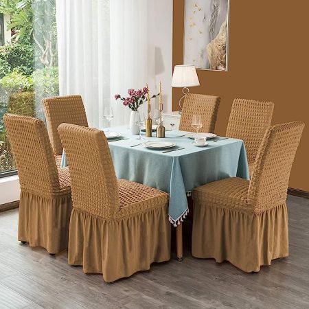 Brown 6 pcs Chair Cover