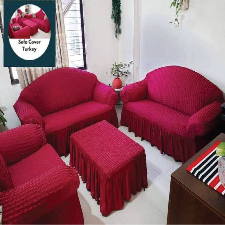 Maroon 2+2+1 Seat's Sofa Cover